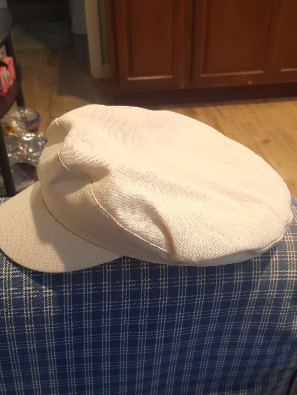 Cream Canvas Baker Boy Cap